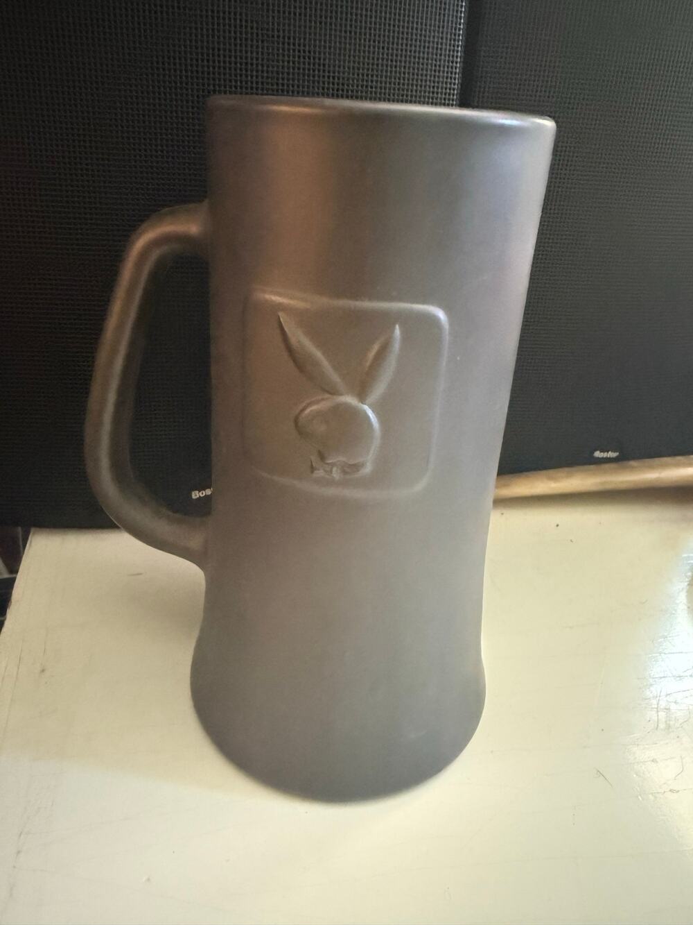 Vintage Playboy Bunny Stein 1970s Charcoal Matte Clay